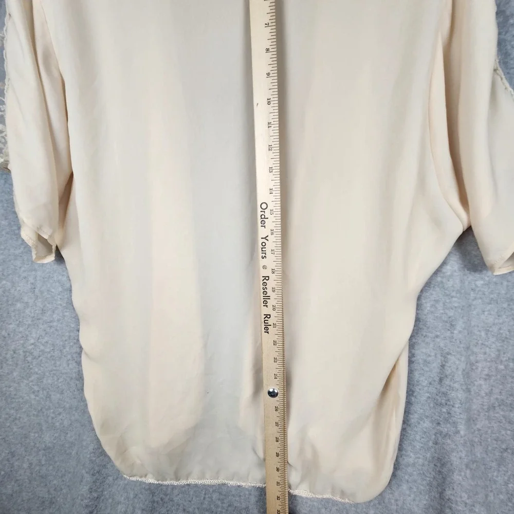 Charlotte Russe Cardigan‎ Womens Small Beige Kimono Lace Shoulder Open Front... - Picture 6 of 9